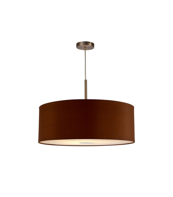 Baymont Satin Nickel E27 Single Pendant With 60cm Dual Faux Silk Shade Raw Cocoa/Grecian Bronze-4