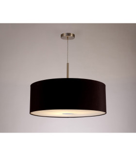 Baymont Satin Nickel E27 Single Pendant With 60cm Dual Faux Silk Shade Black/Green Olive-2
