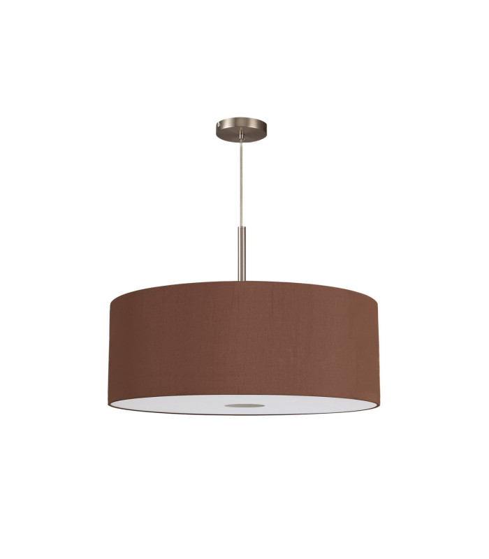 Baymont Satin Nickel E27 Single Pendant With 60cm Dual Faux Silk Shade Raw Cocoa/Grecian Bronze-5