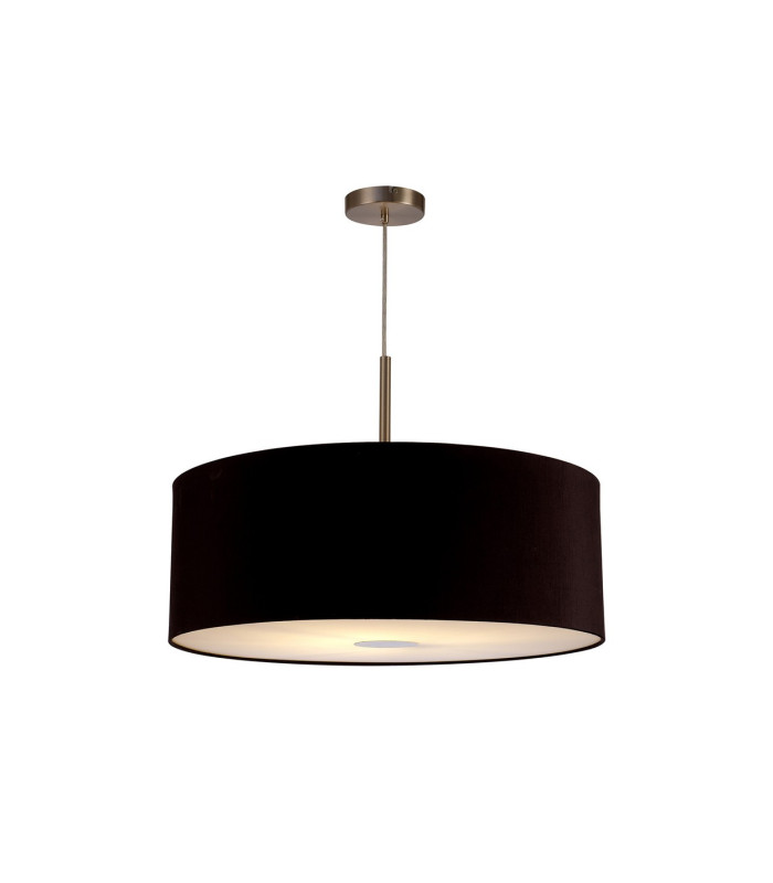 Baymont Satin Nickel E27 Single Pendant With 60cm Dual Faux Silk Shade Black/Green Olive-4