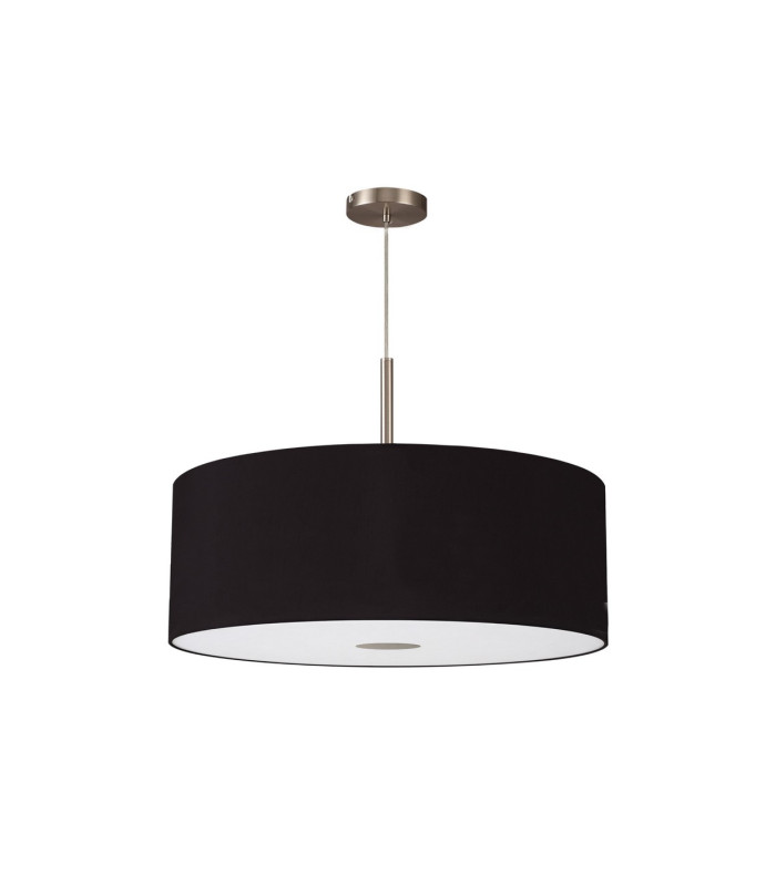 Baymont Satin Nickel E27 Single Pendant With 60cm Dual Faux Silk Shade Black/Green Olive-5