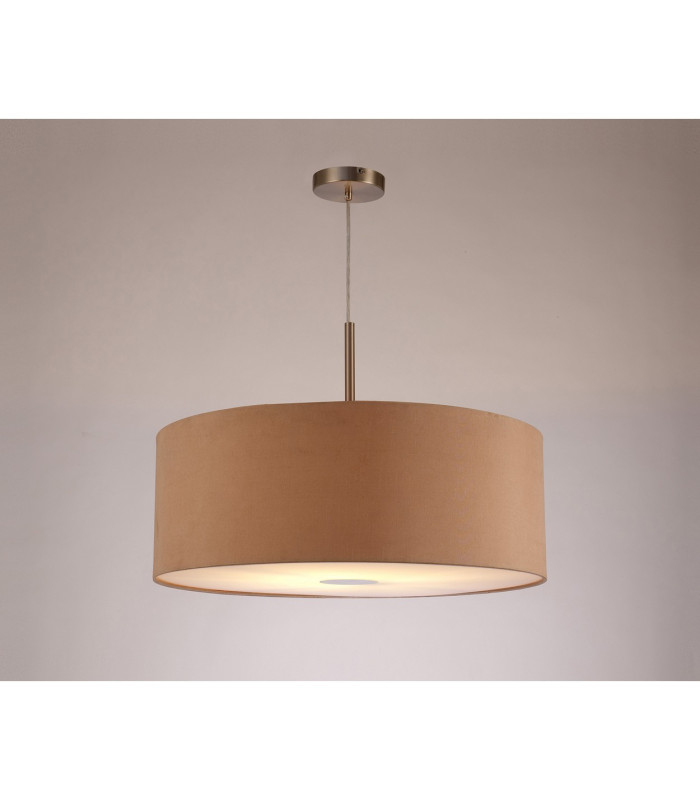 Baymont Satin Nickel E27 Single Pendant With 60cm Dual Faux Silk Shade Antique Gold/Ruby-2