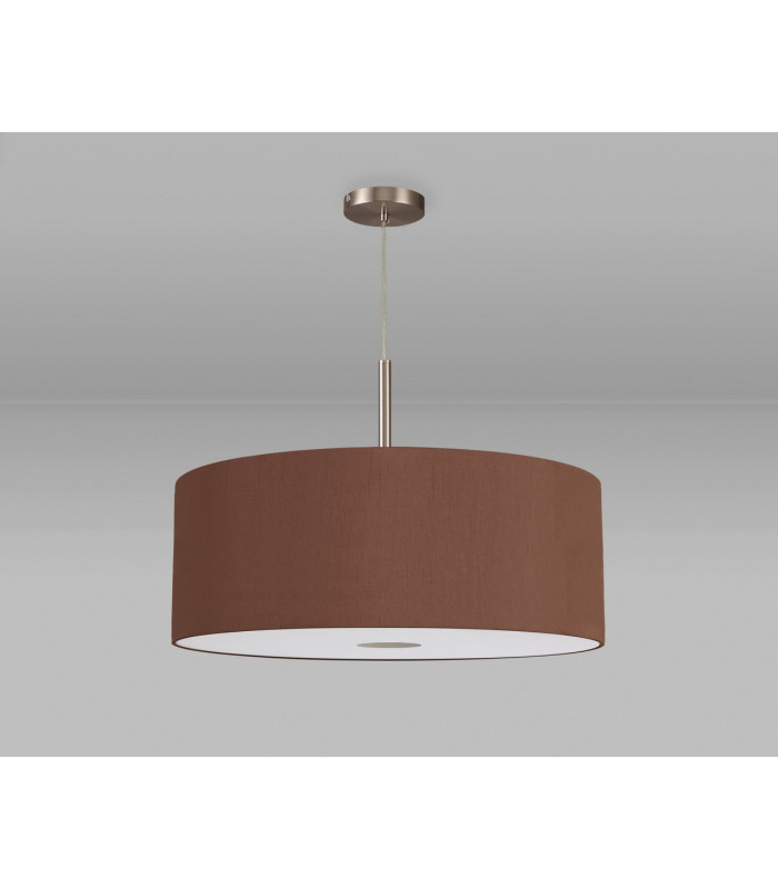 Baymont Satin Nickel E27 Single Pendant With 60cm Dual Faux Silk Shade Raw Cocoa/Grecian Bronze-14