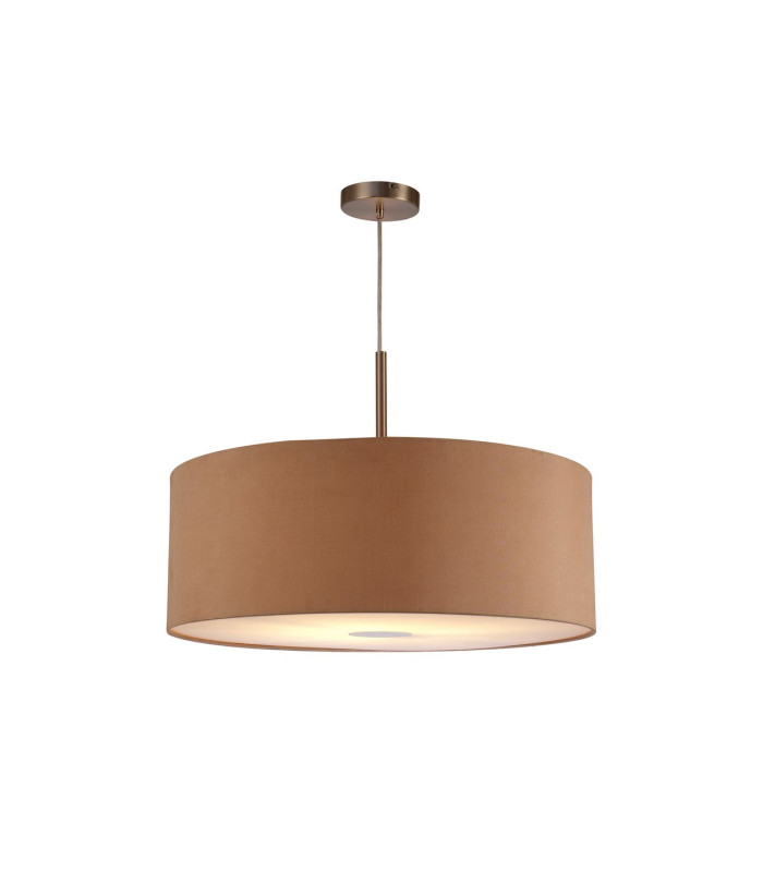 Baymont Satin Nickel E27 Single Pendant With 60cm Dual Faux Silk Shade Antique Gold/Ruby-4