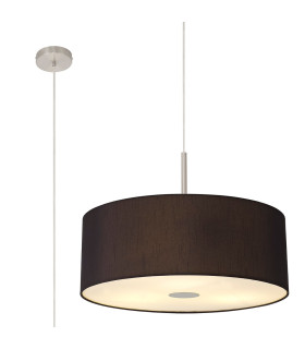 Baymont Satin Nickel E27 Single Pendant With 60cm Faux Silk Shade Black/White Laminate-1