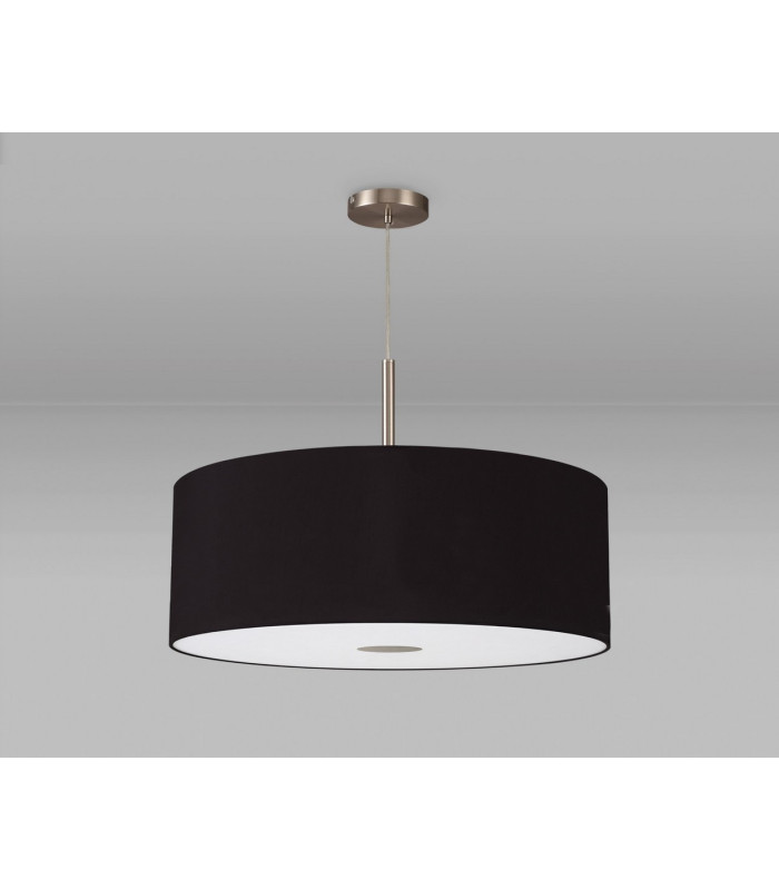 Baymont Satin Nickel E27 Single Pendant With 60cm Dual Faux Silk Shade Black/Green Olive-14