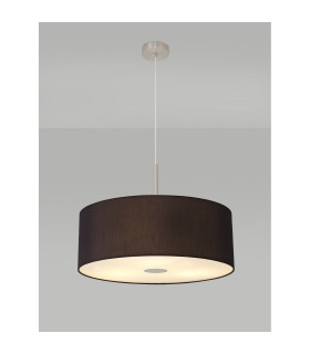 Baymont Satin Nickel E27 Single Pendant With 60cm Faux Silk Shade Black/White Laminate-2