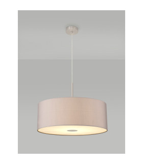 Baymont Satin Nickel E27 Single Pendant With 60cm Faux Silk Shade Grey/White Laminate-2