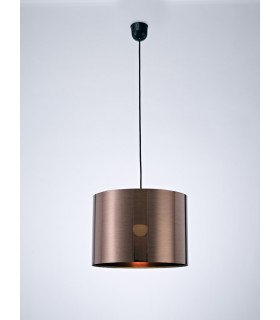 Black Ceiling Pendant 1 Light E27 with 350 x 250mm Metallic Bronze Cylinder Shade, c, w Ceiling Bracket - 2