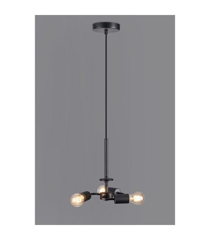 Baymont 25cm Satin Black 3 Light E27 Universal Single Pendant Suitable For A Vast Selection Of Shades-2