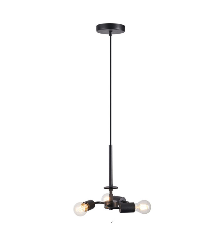 Baymont 25cm Satin Black 3 Light E27 Universal Single Pendant Suitable For A Vast Selection Of Shades-4