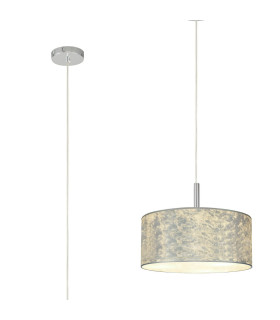 Baymont Polished Chrome 3 Light E27 Single Pendant With 40cm x 18cm Silver Leaf Shade-1