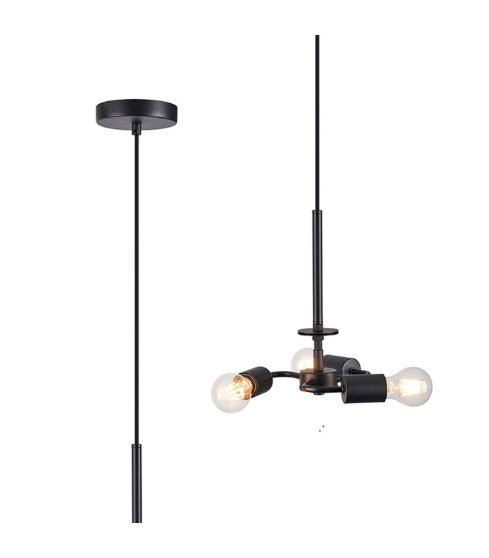 Baymont 25cm Satin Black 3 Light E27 Universal Single Pendant Suitable For A Vast Selection Of Shades-8