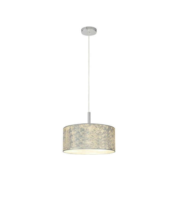 Baymont Polished Chrome 3 Light E27 Single Pendant With 40cm x 18cm Silver Leaf Shade-4