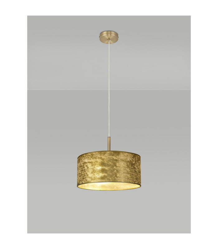 Baymont Antique Brass 3 Light E27 Single Pendant With 40cm x 18cm Gold Leaf Shade-2