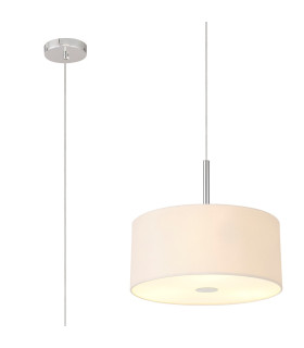 Baymont Polished Chrome 3 Light E27 Single Pendant With 40cm x 18cm Dual Faux Silk Shade Nude Beige/Moonlight-1