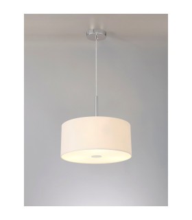Baymont Polished Chrome 3 Light E27 Single Pendant With 40cm x 18cm Dual Faux Silk Shade Nude Beige/Moonlight-2