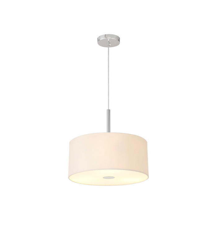 Baymont Polished Chrome 3 Light E27 Single Pendant With 40cm x 18cm Dual Faux Silk Shade Nude Beige/Moonlight-4