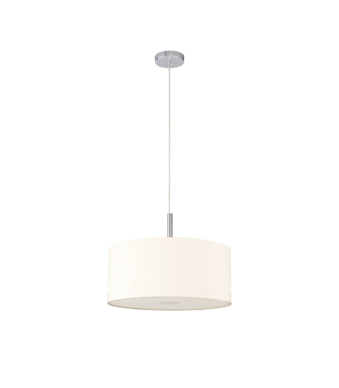 Baymont Polished Chrome 3 Light E27 Single Pendant With 40cm x 18cm Faux Silk Shade Ivory Pearl/White Laminate-5