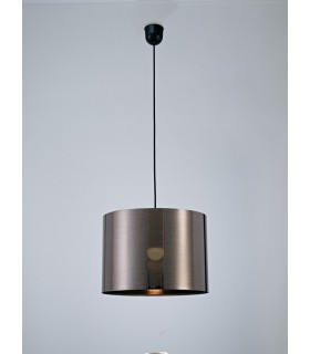 Black Ceiling Pendant 1 Light E27 with 350 x 250mm Metallic Gun Metal Cylinder Shade, c, w Ceiling Bracket - 2