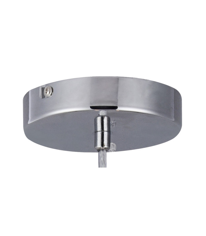 Baymont Polished Chrome 3 Light E27 Single Pendant With 40cm x 18cm Faux Silk Shade Ivory Pearl/White Laminate-8