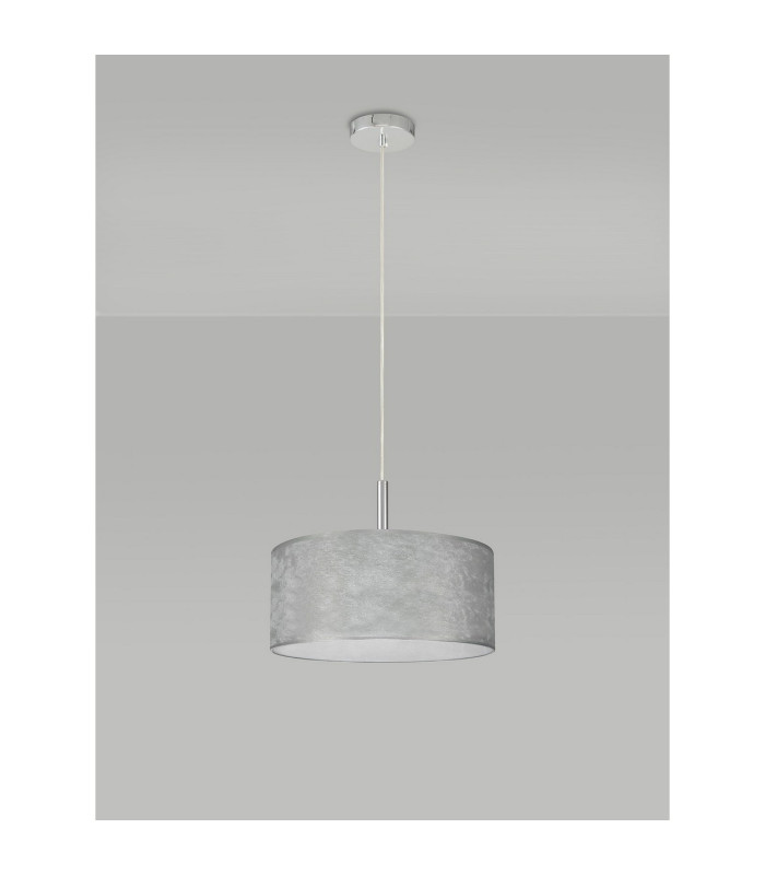 Baymont Polished Chrome 3 Light E27 Single Pendant With 40cm x 18cm Silver Leaf Shade-12