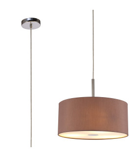 Baymont Polished Chrome 3 Light E27 Single Pendant With 40cm x 18cm x 18cm Dual Faux Silk Shade Taupe/Halo Gold-1