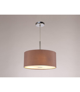 Baymont Polished Chrome 3 Light E27 Single Pendant With 40cm x 18cm x 18cm Dual Faux Silk Shade Taupe/Halo Gold-2