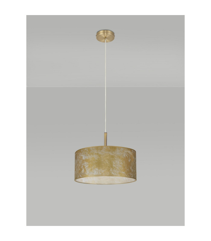 Baymont Antique Brass 3 Light E27 Single Pendant With 40cm x 18cm Gold Leaf Shade-12