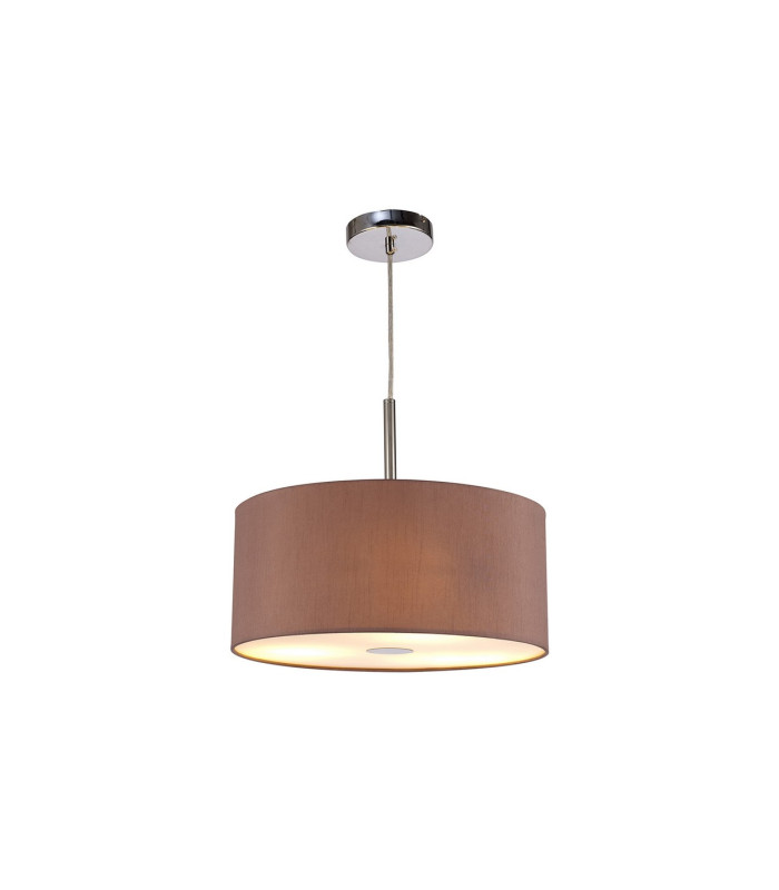 Baymont Polished Chrome 3 Light E27 Single Pendant With 40cm x 18cm x 18cm Dual Faux Silk Shade Taupe/Halo Gold-4