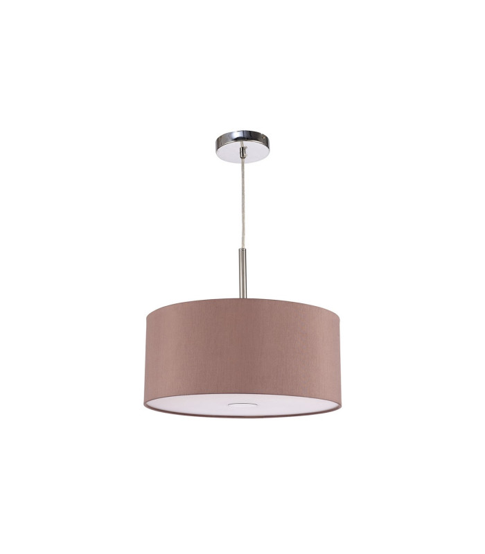 Baymont Polished Chrome 3 Light E27 Single Pendant With 40cm x 18cm x 18cm Dual Faux Silk Shade Taupe/Halo Gold-5