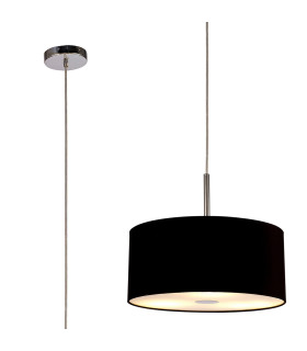 Baymont Polished Chrome 3 Light E27 Single Pendant With 40cm x 18cm Dual Faux Silk Shade Black/Green Olive-1