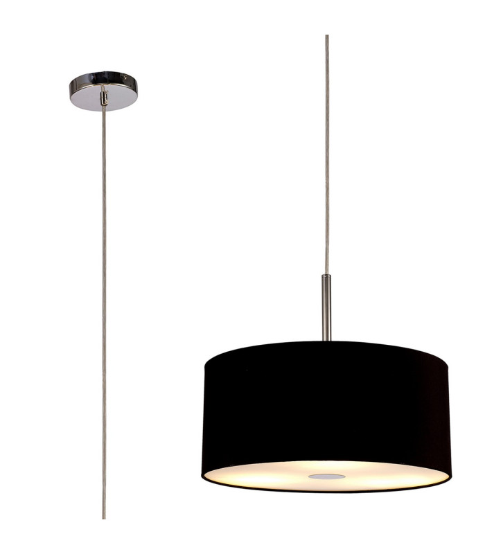 Baymont Polished Chrome 3 Light E27 Single Pendant With 40cm x 18cm Dual Faux Silk Shade Black/Green Olive-1