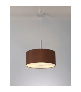 Baymont Polished Chrome 3 Light E27 Single Pendant With 40cm x 18cm Dual Faux Silk Shade Cocoa/Grecian Bronze-2