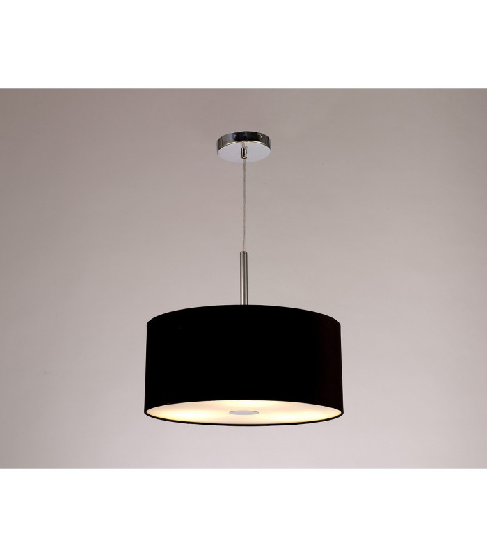 Baymont Polished Chrome 3 Light E27 Single Pendant With 40cm x 18cm Dual Faux Silk Shade Black/Green Olive-2