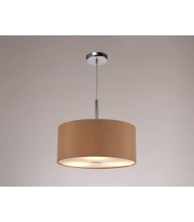 Baymont Polished Chrome 3 Light E27 Single Pendant With 40cm x 18cm Dual Faux Silk Shade Antique Gold/Ruby-2