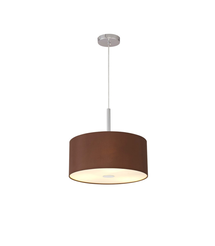 Baymont Polished Chrome 3 Light E27 Single Pendant With 40cm x 18cm Dual Faux Silk Shade Cocoa/Grecian Bronze-4