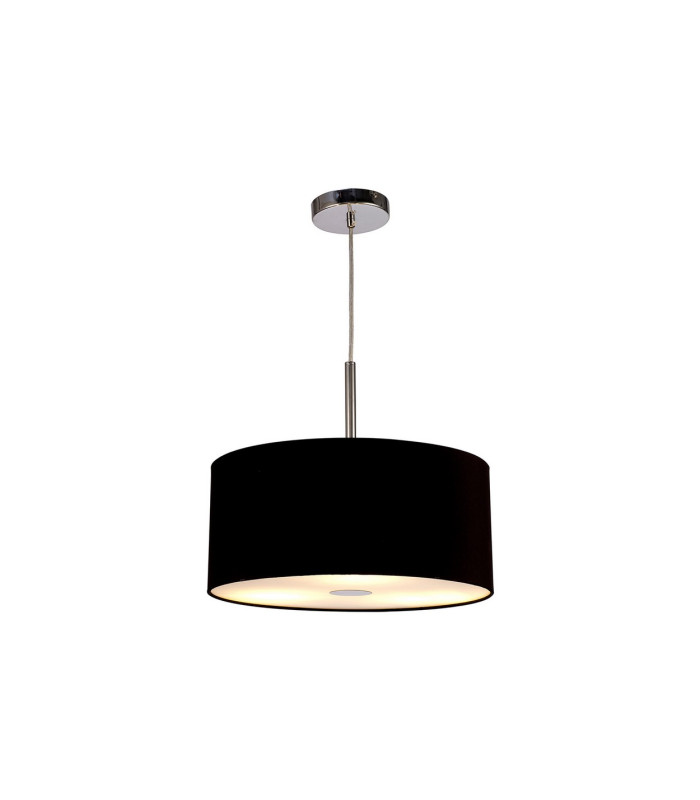 Baymont Polished Chrome 3 Light E27 Single Pendant With 40cm x 18cm Dual Faux Silk Shade Black/Green Olive-4