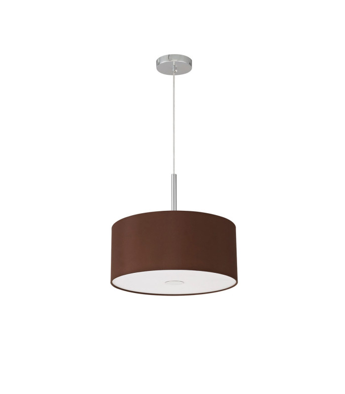 Baymont Polished Chrome 3 Light E27 Single Pendant With 40cm x 18cm Dual Faux Silk Shade Cocoa/Grecian Bronze-5