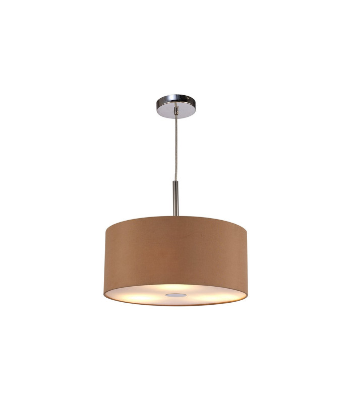 Baymont Polished Chrome 3 Light E27 Single Pendant With 40cm x 18cm Dual Faux Silk Shade Antique Gold/Ruby-4