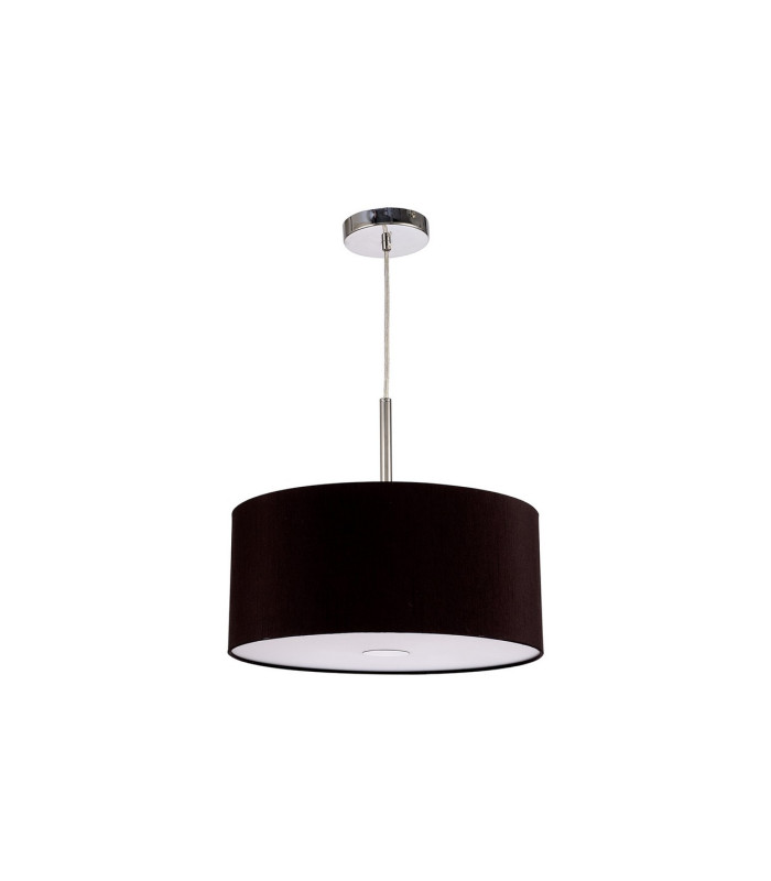 Baymont Polished Chrome 3 Light E27 Single Pendant With 40cm x 18cm Dual Faux Silk Shade Black/Green Olive-5