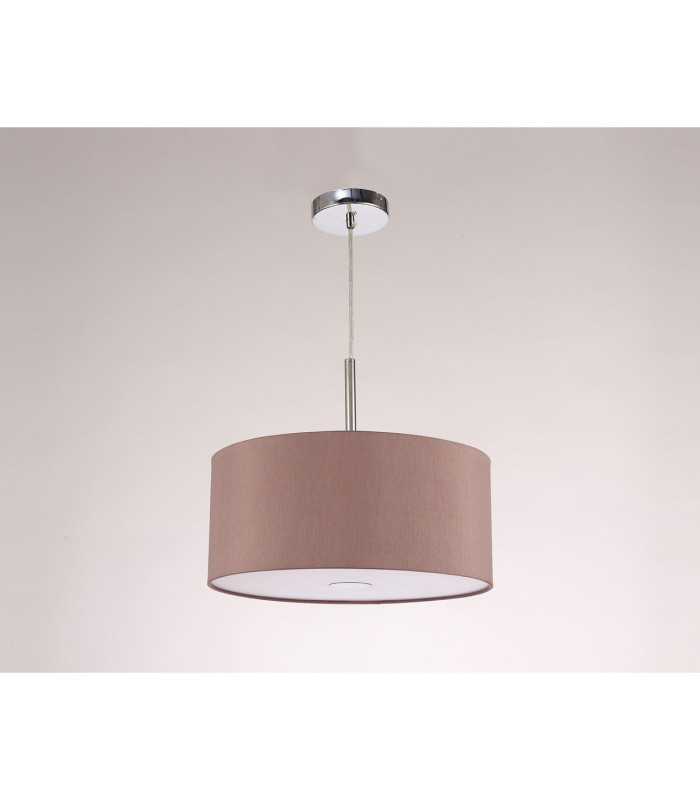 Baymont Polished Chrome 3 Light E27 Single Pendant With 40cm x 18cm x 18cm Dual Faux Silk Shade Taupe/Halo Gold-14