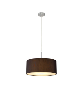 Baymont Polished Chrome 3 Light E27 Single Pendant With 40cm x 18cm x 18cm Faux Silk Shade, Black/White Laminate