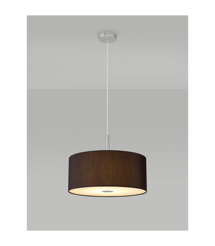Baymont Polished Chrome 3 Light E27 Single Pendant With 40cm x 18cm x 18cm Faux Silk Shade, Black/White Laminate