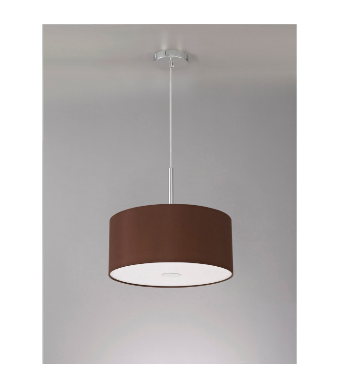 Baymont Polished Chrome 3 Light E27 Single Pendant With 40cm x 18cm Dual Faux Silk Shade Cocoa/Grecian Bronze-14