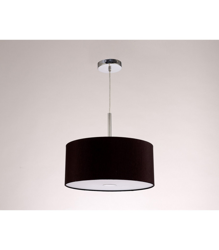 Baymont Polished Chrome 3 Light E27 Single Pendant With 40cm x 18cm Dual Faux Silk Shade Black/Green Olive-14