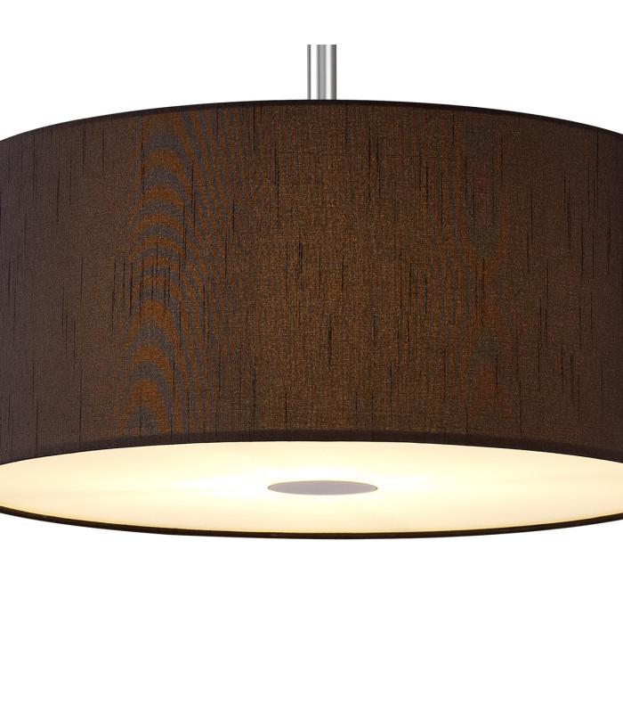Baymont Polished Chrome 3 Light E27 Single Pendant With 40cm x 18cm x 18cm Faux Silk Shade, Black/White Laminate
