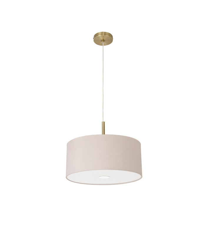 Baymont Antique Brass 3 Light E27 Single Pendant With 40cm x 18cm Dual Faux Silk Shade Nude Beige/Moonlight-5