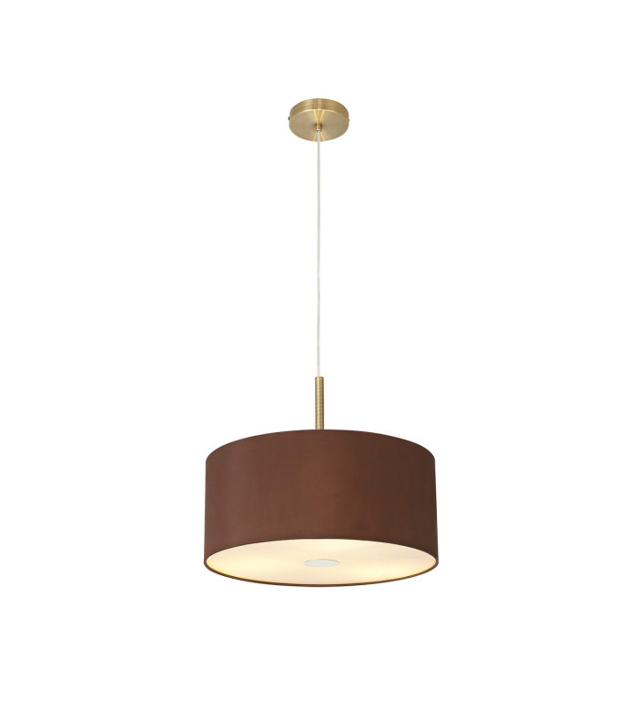 Baymont Antique Brass 3 Light E27 Single Pendant With 40cm x 18cm Dual Faux Silk Shade Raw Cocoa/Grecian Bronze-4