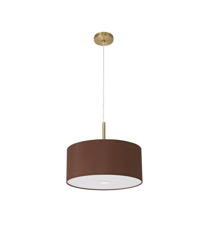 Baymont Antique Brass 3 Light E27 Single Pendant With 40cm x 18cm Dual Faux Silk Shade Raw Cocoa/Grecian Bronze-5